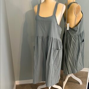 Blue Green Cross Back Work Apron